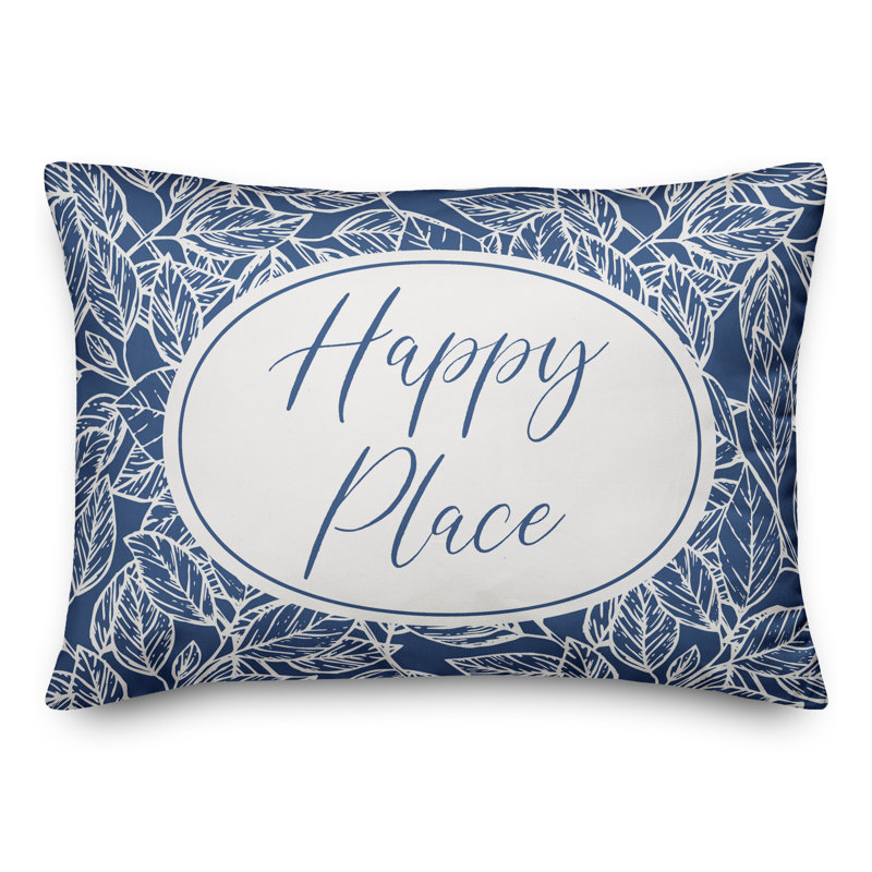 Housse de coussin rectangulaire et insert Happy Place, Bleu