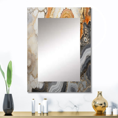 Pierre beige et jaune Geode Simplicity - miroir géode unique en pierre, grand miroir mural traditionnel, impression d'art