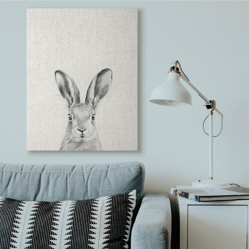 «Bunny Rabbit Portrait» par Victoria Borges - reproduction de dessin, H 40 po x l 30 po, Toile tendue
