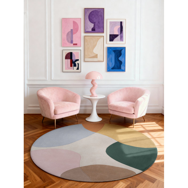 Deshonta Abstract Wool Hand Woven 160cm X 160cm Area Rug