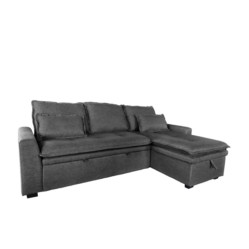 3 Seater Fabric Sofa & Chaise, Grey