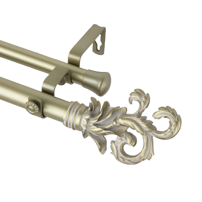 Tringle à rideaux double Mcgahey, Doré clair, H 1 po x l 120 po x P 6,75 po
