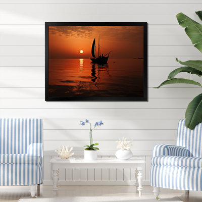 Voilier au coucher du soleil, reproduction d'art sur toile