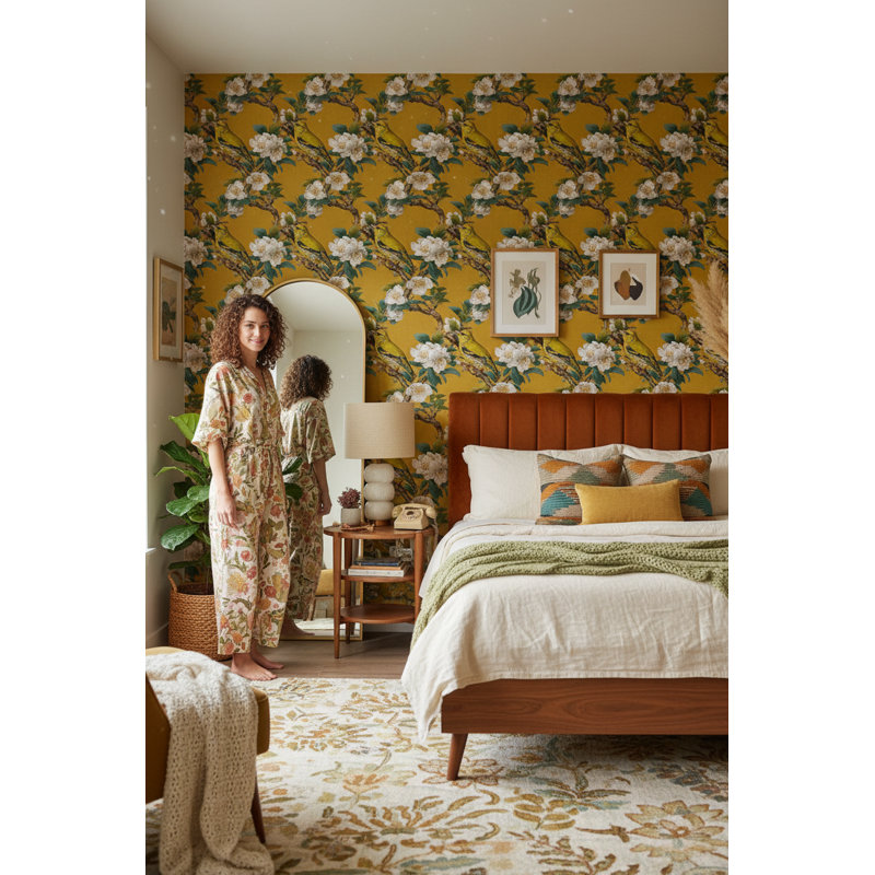 Murale rétro avec motif floral traditionnel