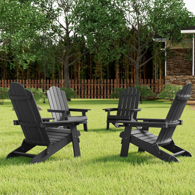 Outdoor Plastic Folding Adirondack Chair For All Weather (Set Of 4)