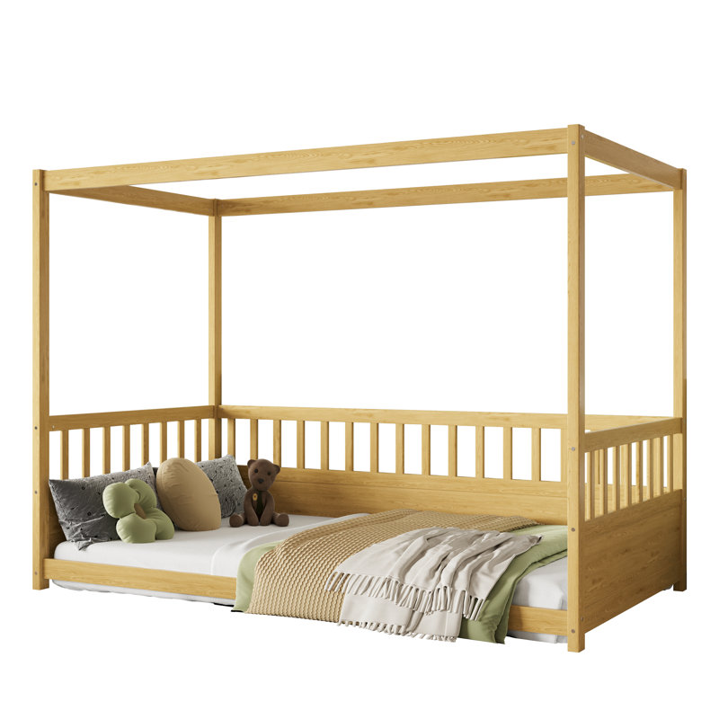 Base de lit simple pour plancher en bois de pin avec support supplémentaire pour plus de stabilité
