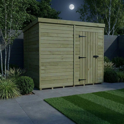 Total Sheds 8ft x 6ft Pent Garden Shed - Single Door - No Windows - Pressure Treated Timber - UK Manufactured