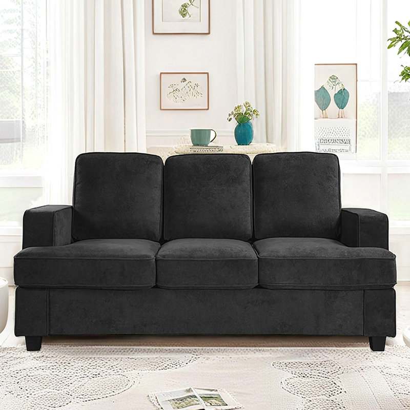 Soft upholstery cushion back Sofa, Black Velvet
