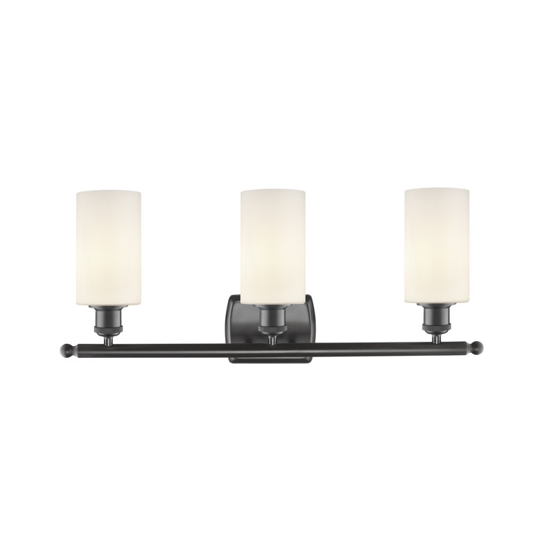 Mallette 3 - Light Dimmable Vanity Light, 60 Watt Vintage Incandescent Bulb, Matte White, Oil Rubbed Bronze
