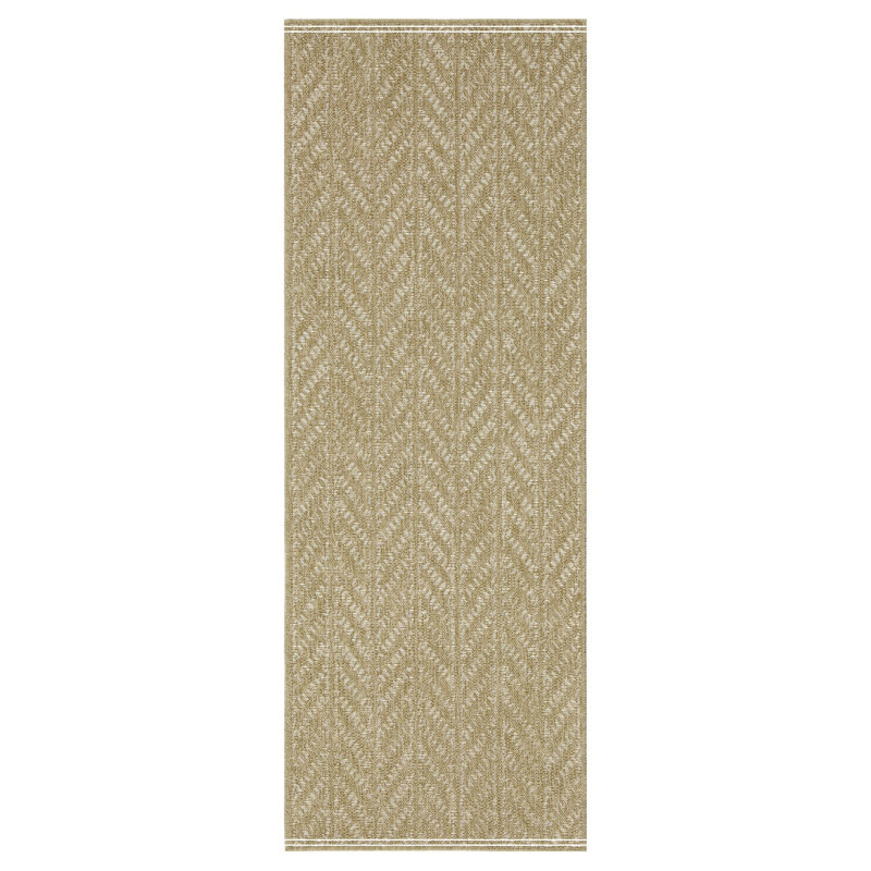 Jute/White Indoor/Outdoor Area Rug, Runner 2'7" x 7'3"