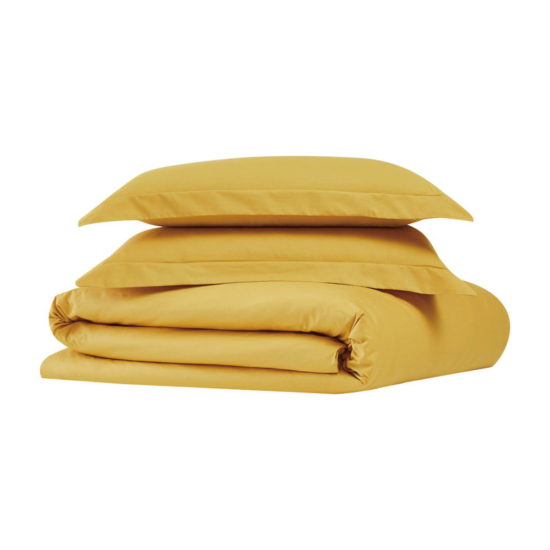 Jededian 100% Cotton Percale Duvet Cover Set, Queen Duvet Cover + 2 Shams, Navy