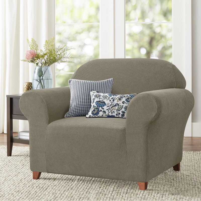1-Piece Jacquard Stretch Sofa Cover, Polyester Spandex Couch Slipcover, Universal Fit Living Room Furniture Protector