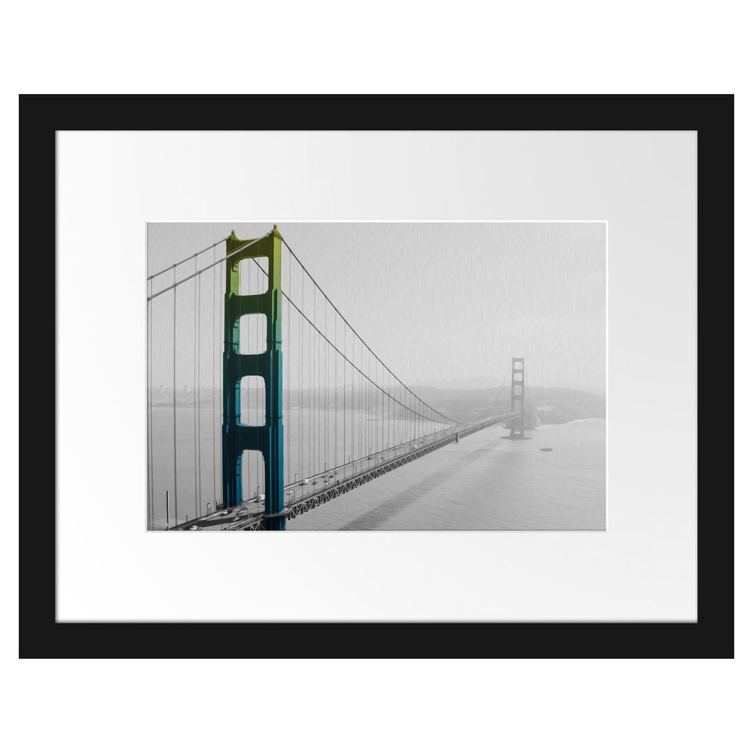 Gerahmtes Poster Golden Gate Bridge Regenbogen