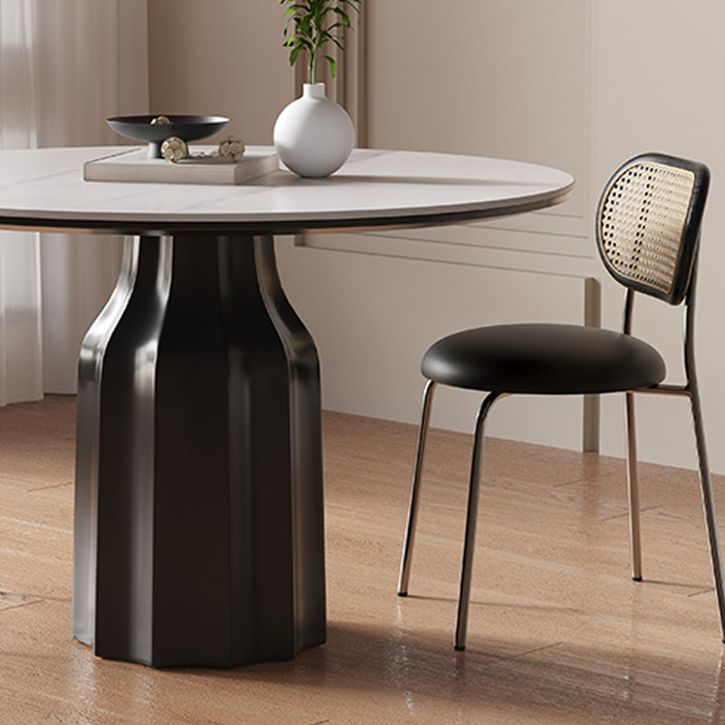 Table de style roche durable de style français, H 29,52 po x L 39,37 po x l 39,37 po, Blanc / Gris / Noir