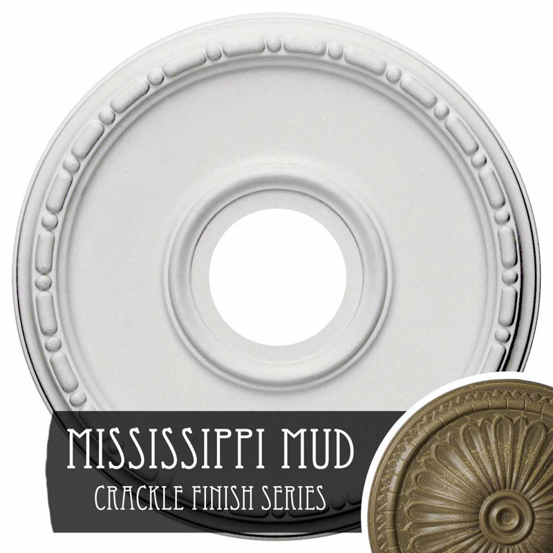 Médaillon de plafond H 16,5 po x l 16,5 po x P 1,5 po Medea, Boue Mississippi craquelée