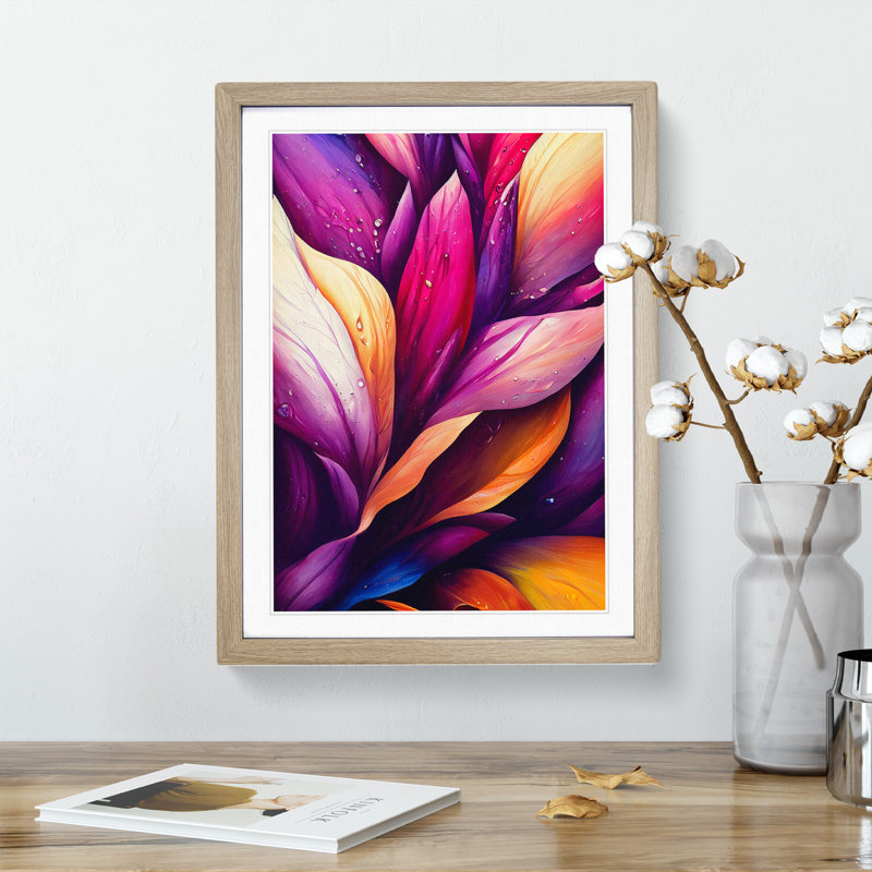 Vibrant Flowers No.5 - Framed Print, 34cm H x 25cm W x 2cm D, Oak Framed