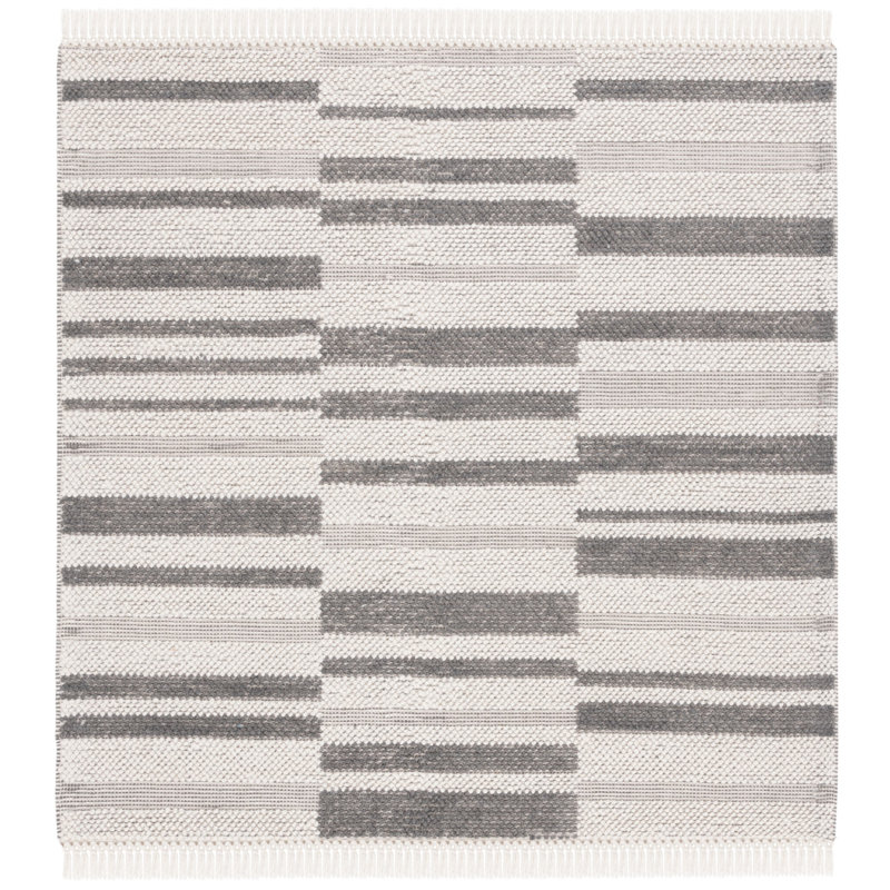Tapis ivoire / gris foncé Charvik, Carré 6 pi