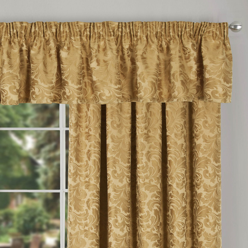Aliska Floral Window Pelmet, 335cm Width x 41cm Drop, Gold