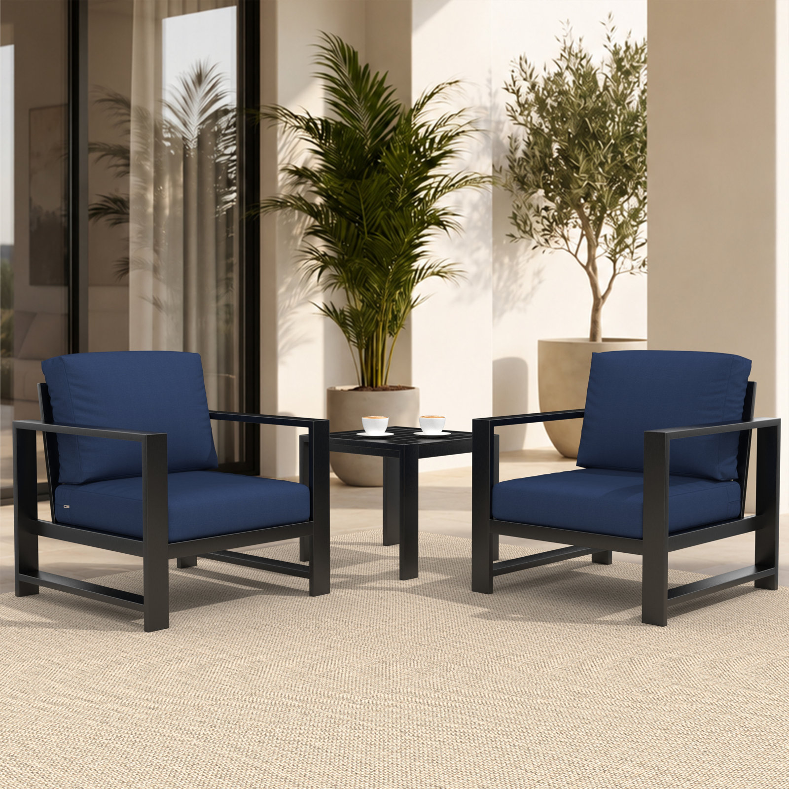 Dulcie 2-Person Sunbrella® Patio Seating Group, Canvas Navy Sunbrella® Canvas