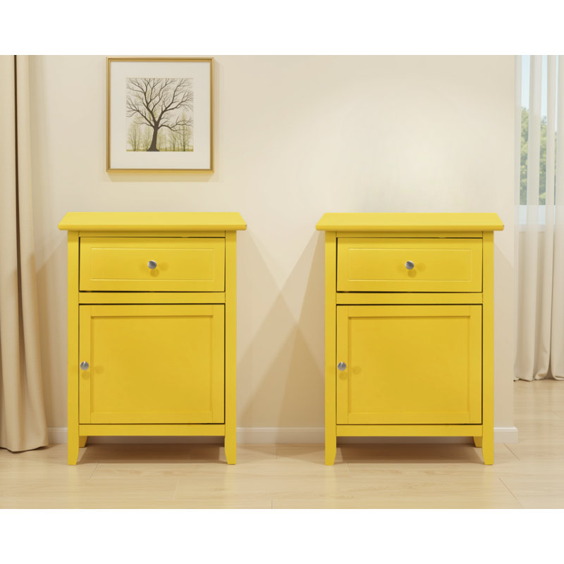 Ensemble de 2 tables de chevet 1 tiroir Paranhos, Jaune