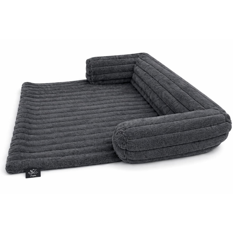 Super Soft Plush Cord Sofa Pet Bed, 75 x 75 x 13 Cm, Charcoal