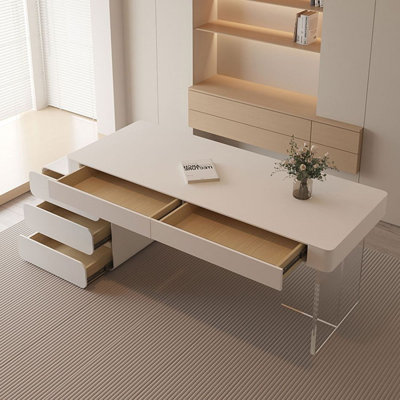 Modern and simple white desk with drawers