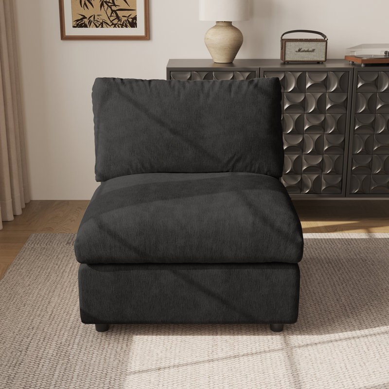 Chaise sans accoudoirs avec housse, Noir