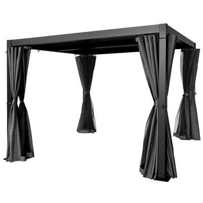 Aluminum Louvred Pergola with Adjustable Roof and Curtains