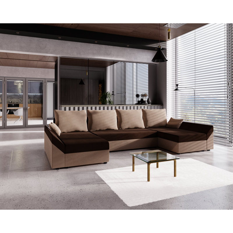 Shawntavia 3 Seater Corner Sofa , Black/White - Rainbow15/Rainbow31