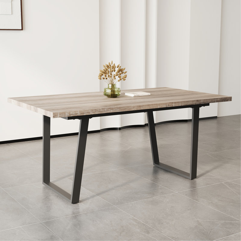 Table de salle à manger de 62,9 pouces en bois aggloméré rectangulaire, design simple et moderne, pour 6 personnes, parfaite pour la cuisine et la salle à manger