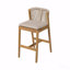 Ensemble de 2 tabourets de bar d'extérieur en bois au fini teck avec coussin beige