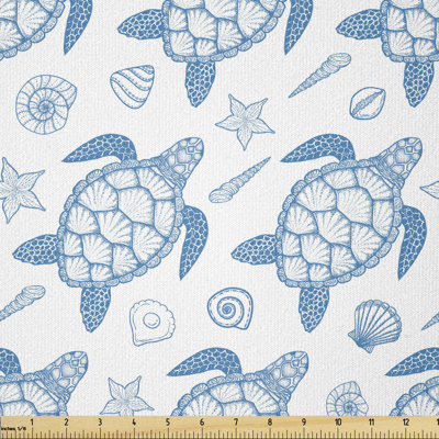 Cristhofer Monochrome Sea Turtle and Shells Multi-Purpose Fabric