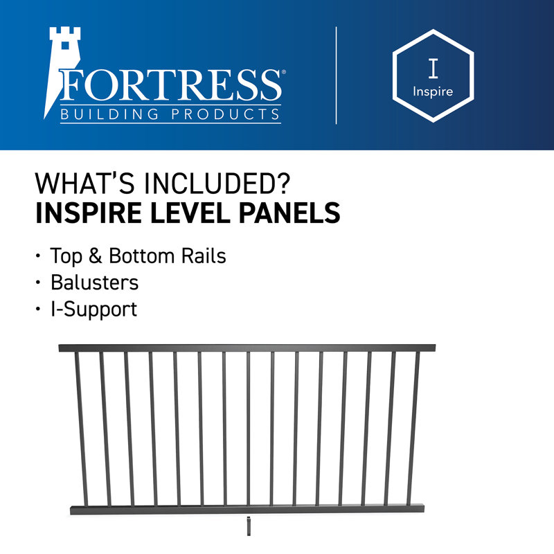 Inspire Railing 32.5-in H Aluminum Level Panel, 32.5" W x 72" W x 2" D, Black
