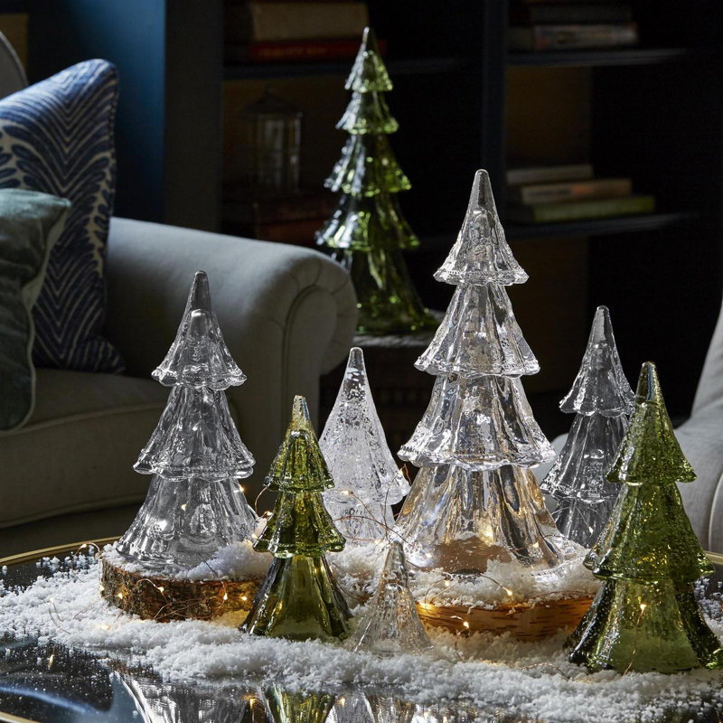 3 Piece Berry & Thread Tree Set, 9.5" H x 4.5" W x 4.5" D, Clear