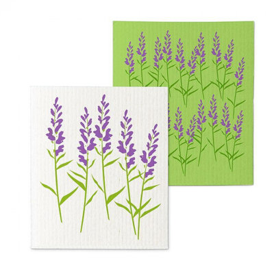 Set Of 2 Lavender Branch Dishcloth