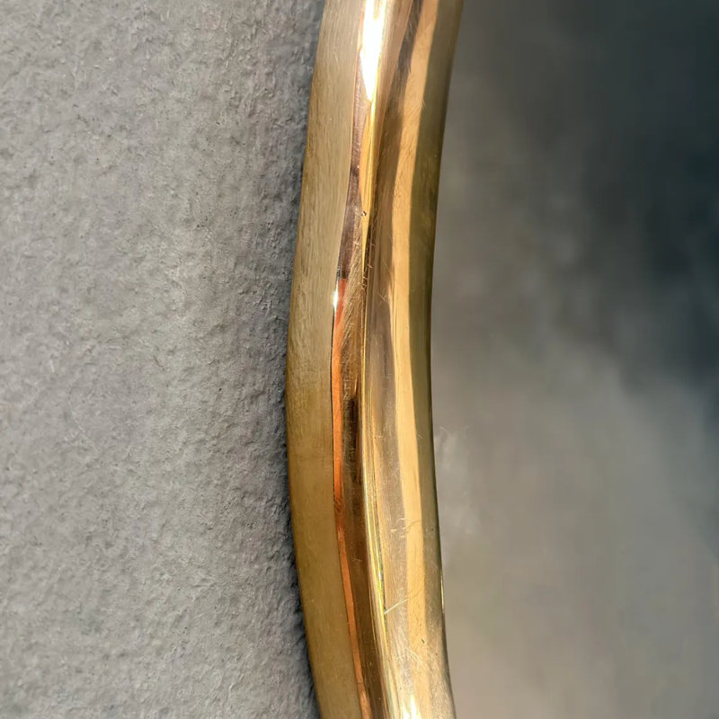 Miroir rond rond en laiton massif, miroir de salle de bain en laiton massif non laqué