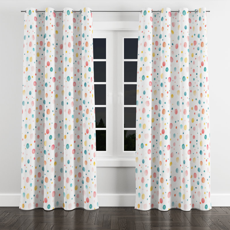 Rideaux Confetti For Kids - rideau à œillets Playful Sprinkles Dots - 1 panneau, L 52 po x L 63 po, Œillets argentés