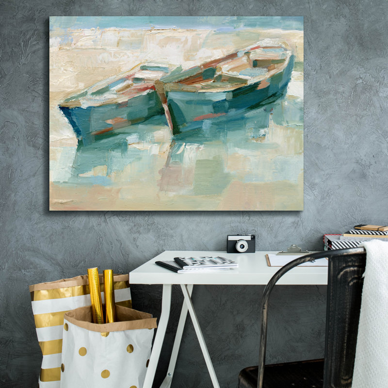 Toile épique Graffiti «Mosaic Beached Bateaux 1» par Ethan Harper, 34 po x 26 po