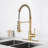 Pull Down Sprayer Spring Kitchen Sink Faucet