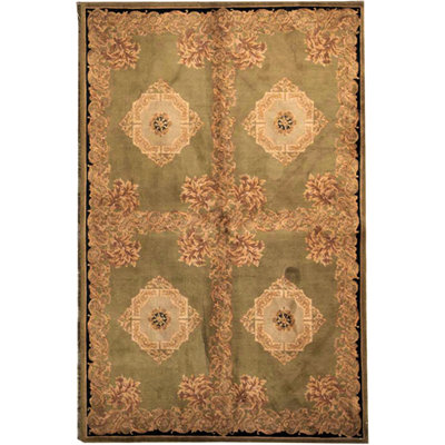 Hand-Knotted High-Quality Green Area Rug