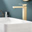 Robinet de salle de bain or brossé - monté sur le comptoir avec système de valve à cartouche