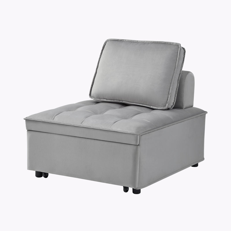 Convertible Sleeper Chair Bed, Gray Velvet