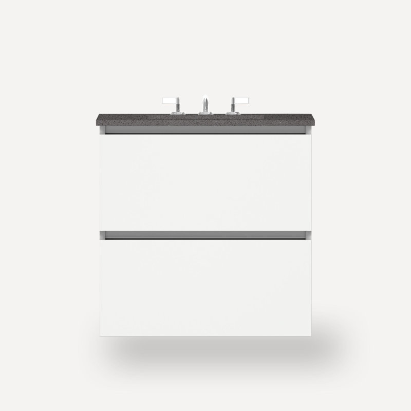 Cartesian Vanity 30" W (2 Drawers), Matte Sand, Lava Black