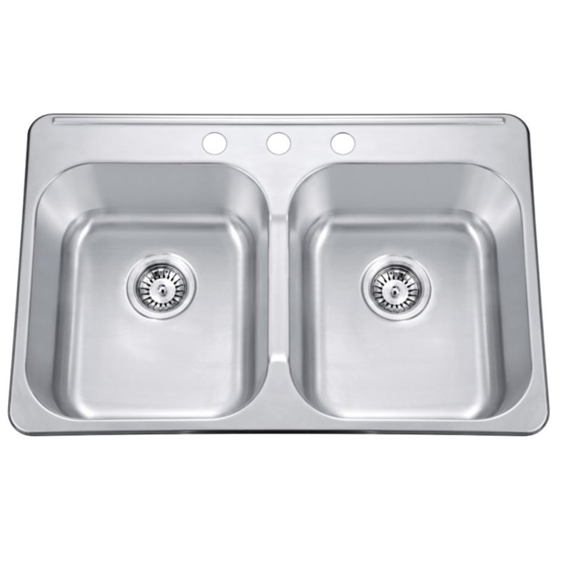Évier de cuisine à double cuve encastrable / à fixation sur comptoir 31 po x l 20 po avec crépine