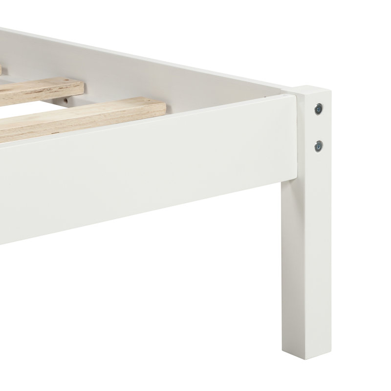 Lit plateforme simple avec tête de lit, lattes de bois résilientes, pas de sommier tapissier, teinte blanche requise, Blanc