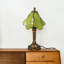 Lampe de table 14 pouces à abat-jour fleur verte en verre de style Tiffany rétro avec ampoule E26