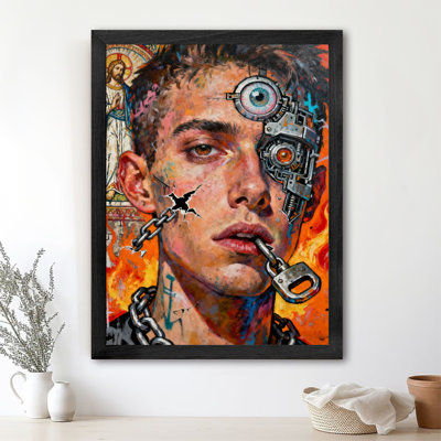 Art encadré noir rétro «Un homme fantastique avec trois yeux», impressions de style rétro