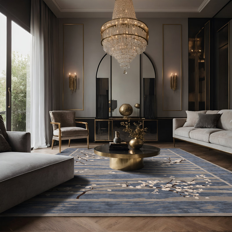 Tapis bleu soyeux et moelleux, Tapis de couloir 2 pi x 4 pi