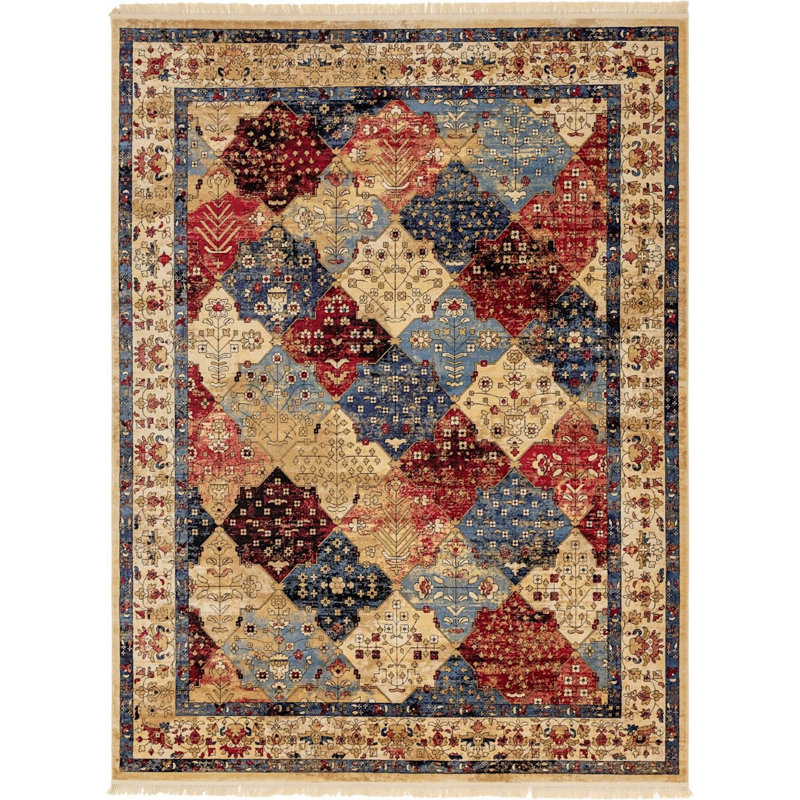 Tapis à motif oriental beige Weitzman, Rectangle 9 pi x 12 pi