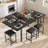 7 Pieces Expandable Dining Table Set For 4-6, Extendable Kitchen Table and 6 Dining Stools Set, Kitchen Table Set with Charging Station For Small Space